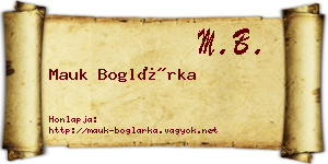 Mauk Boglárka névjegykártya